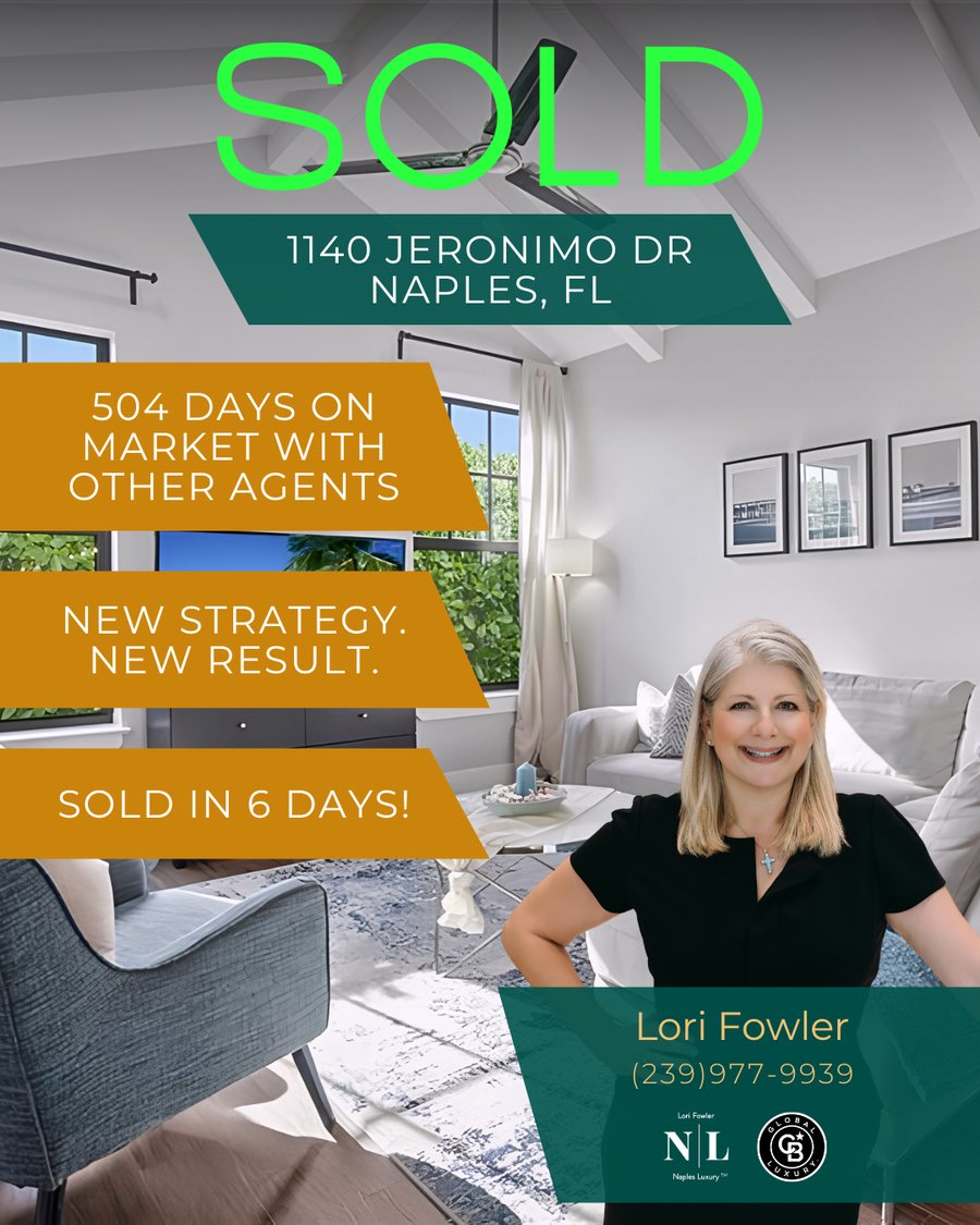 Just sold social graphic for 1140 Jeronimo Drive in Naples, designed by Premier Media for Lori Fowler Naples Luxury